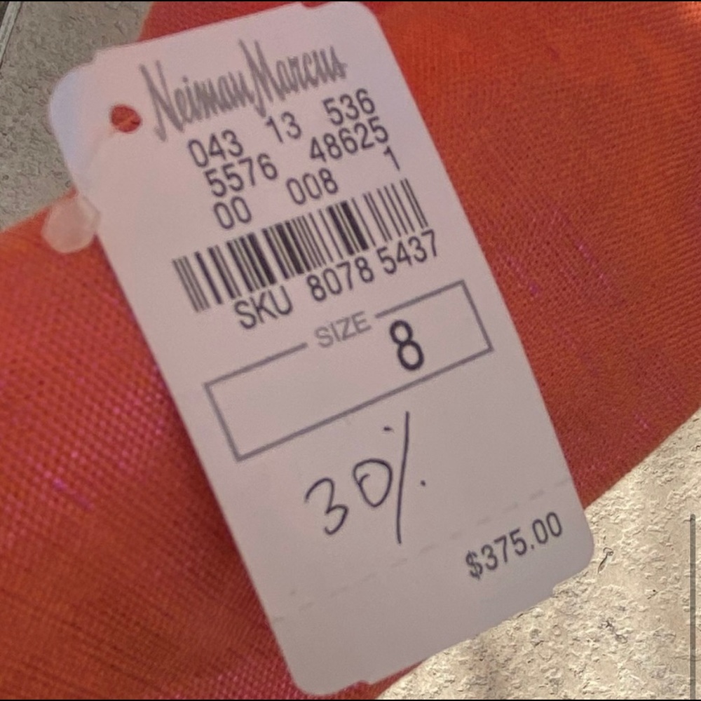 Tracy Reese (Neiman Marcus) NWT orange linen blend coat with pink sheen / 8 - Picture 8 of 9